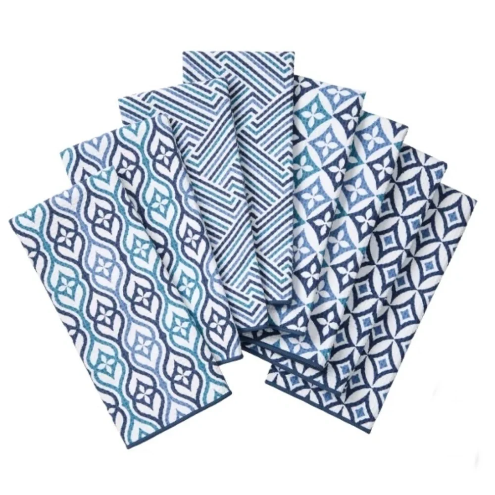 Microfiber Kitchen Towels, 8 Pack Blue 18x28